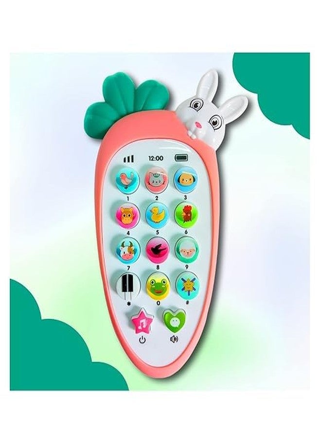 Lifera Rabbit Baby Carrot Phone Toy with Light-up Buttons, Educational Musical Toy with Animal Sounds and Bell - Image 1